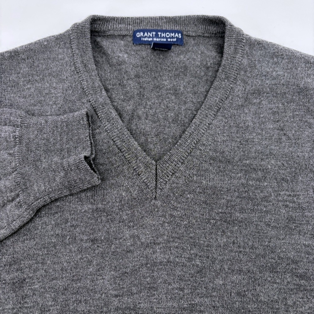 Grant Thomas Women Gray Wool Crew Neck Pullover Sweater Charcoal Size Medium - Picture 1 of 8